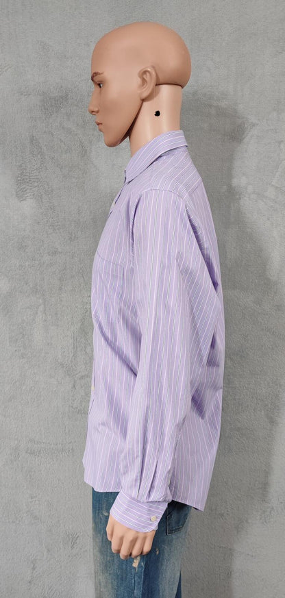 Vintage Chaps Striped Long Sleeve Shirt White Purple Men's Size Large L