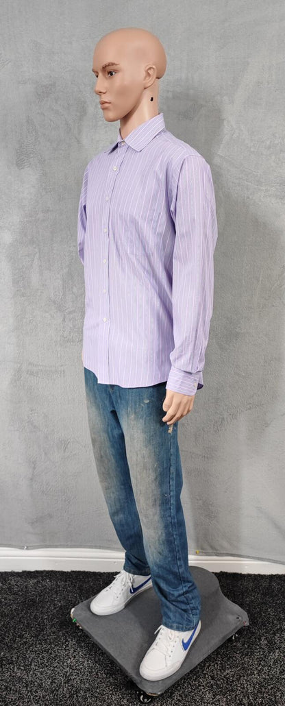 Vintage Chaps Striped Long Sleeve Shirt White Purple Men's Size Large L