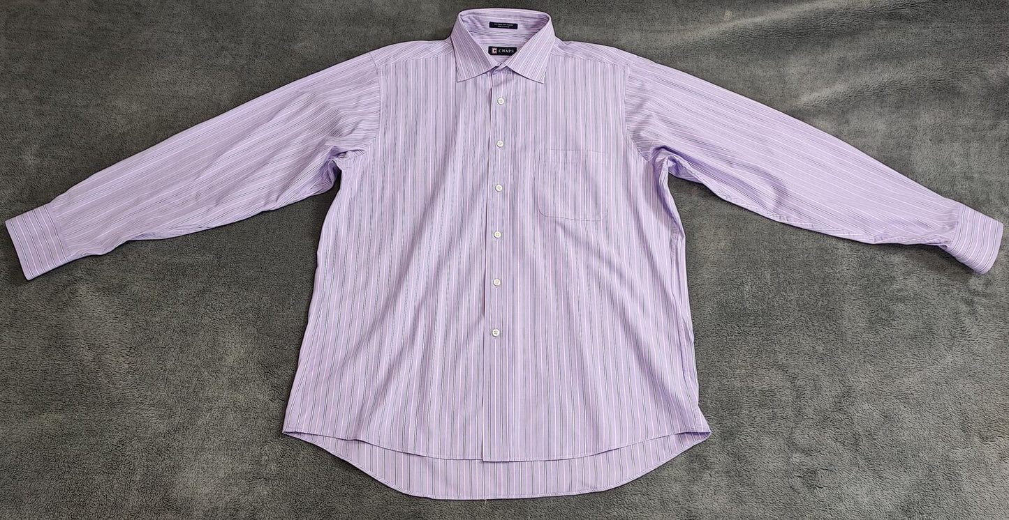 Vintage Chaps Striped Long Sleeve Shirt White Purple Men's Size Large L