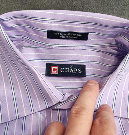 Vintage Chaps Striped Long Sleeve Shirt White Purple Men's Size Large L