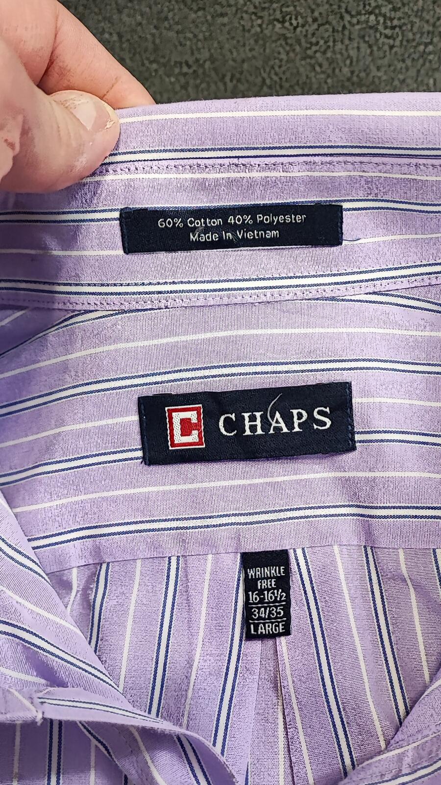 Vintage Chaps Striped Long Sleeve Shirt White Purple Men's Size Large L