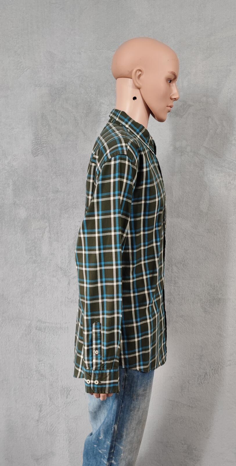 Vintage Tommy Hilfiger Checked Shirt XL Green Navy Cotton Long Sleeve Plaid 90s