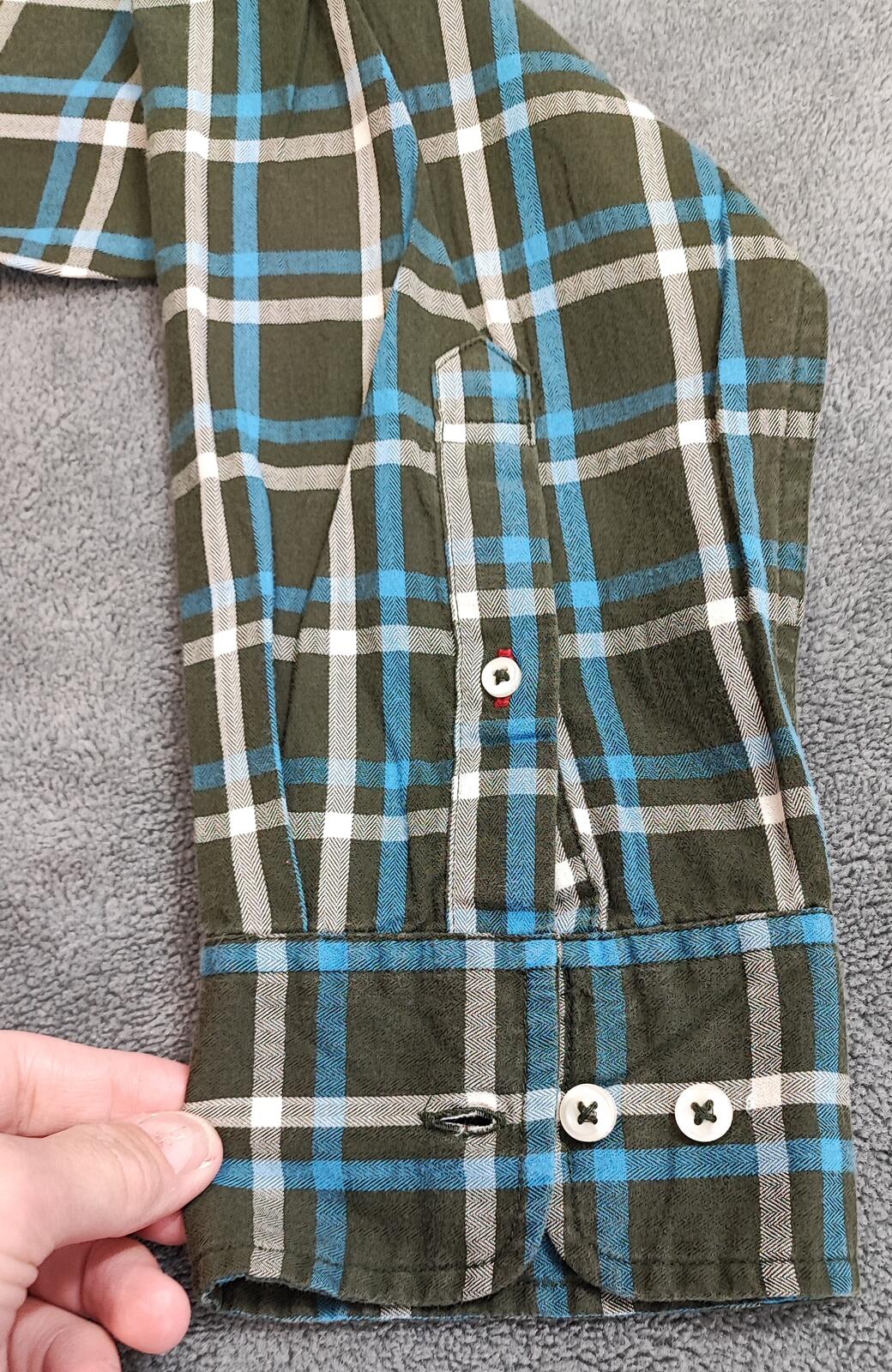 Vintage Tommy Hilfiger Checked Shirt XL Green Navy Cotton Long Sleeve Plaid 90s