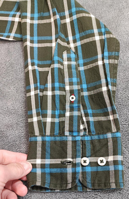 Vintage Tommy Hilfiger Checked Shirt XL Green Navy Cotton Long Sleeve Plaid 90s