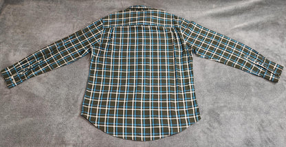 Vintage Tommy Hilfiger Checked Shirt XL Green Navy Cotton Long Sleeve Plaid 90s
