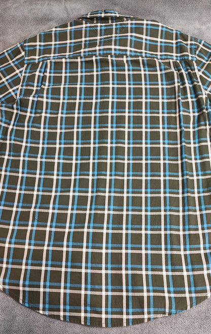 Vintage Tommy Hilfiger Checked Shirt XL Green Navy Cotton Long Sleeve Plaid 90s