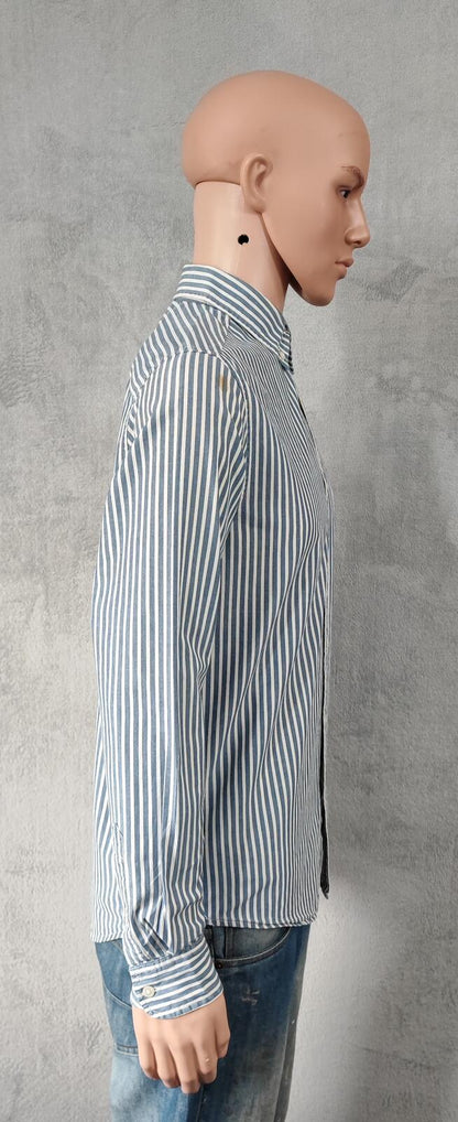 Vintage Tommy Hilfiger Striped Long Sleeve Shirt Blue White Men's Size Medium M