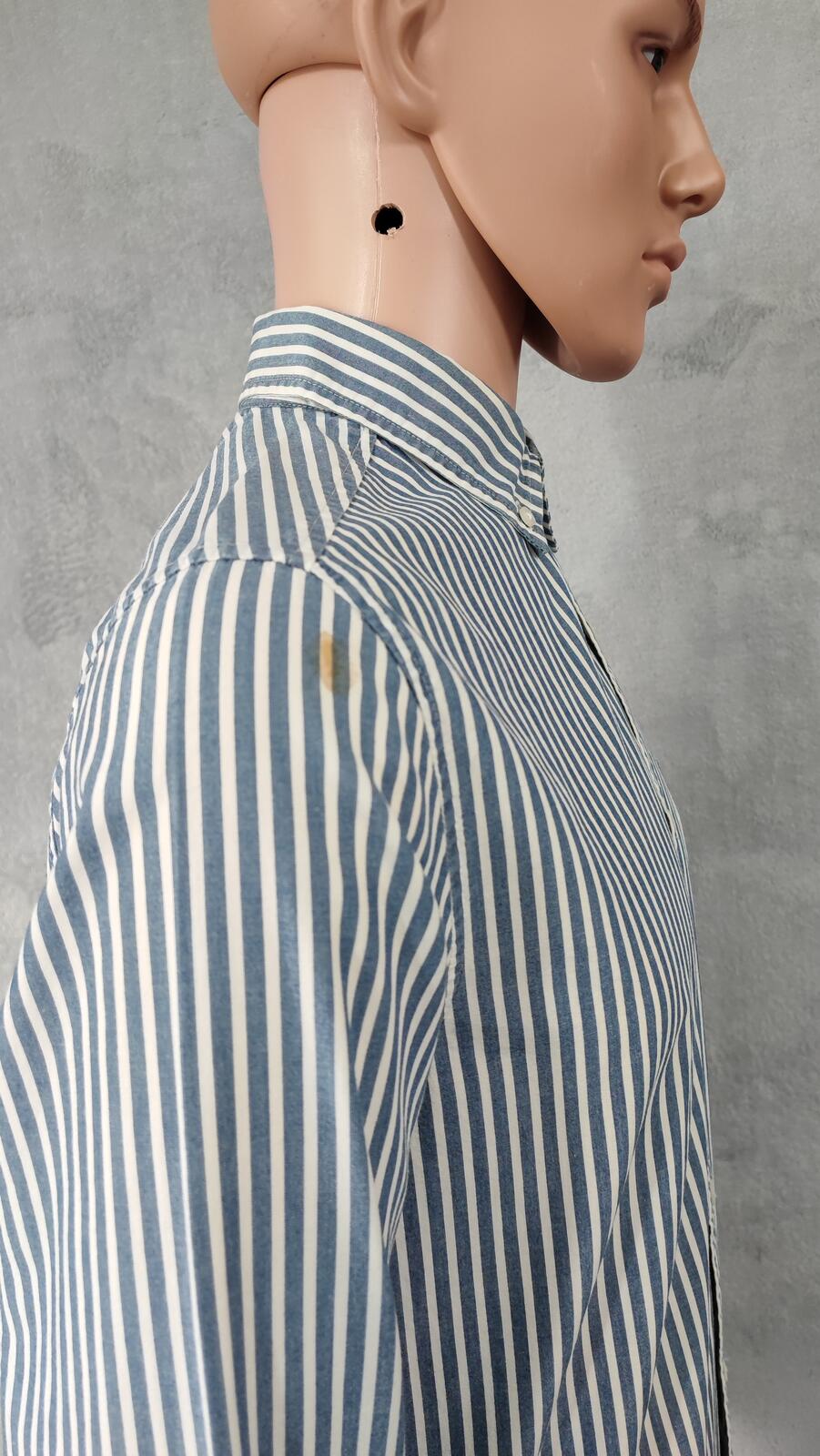 Vintage Tommy Hilfiger Striped Long Sleeve Shirt Blue White Men's Size Medium M