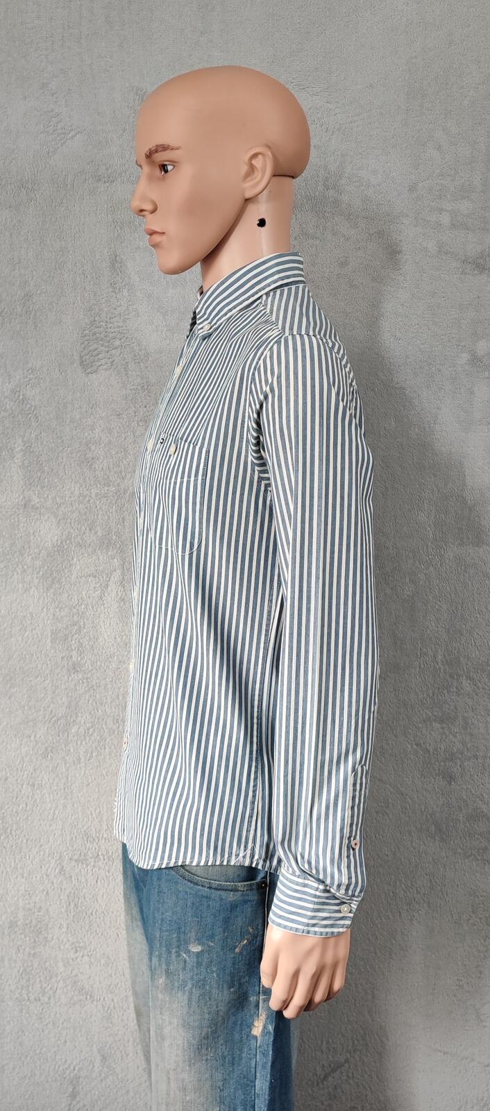 Vintage Tommy Hilfiger Striped Long Sleeve Shirt Blue White Men's Size Medium M