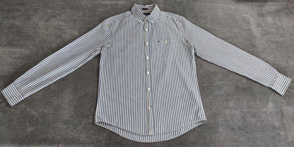 Vintage Tommy Hilfiger Striped Long Sleeve Shirt Blue White Men's Size Medium M