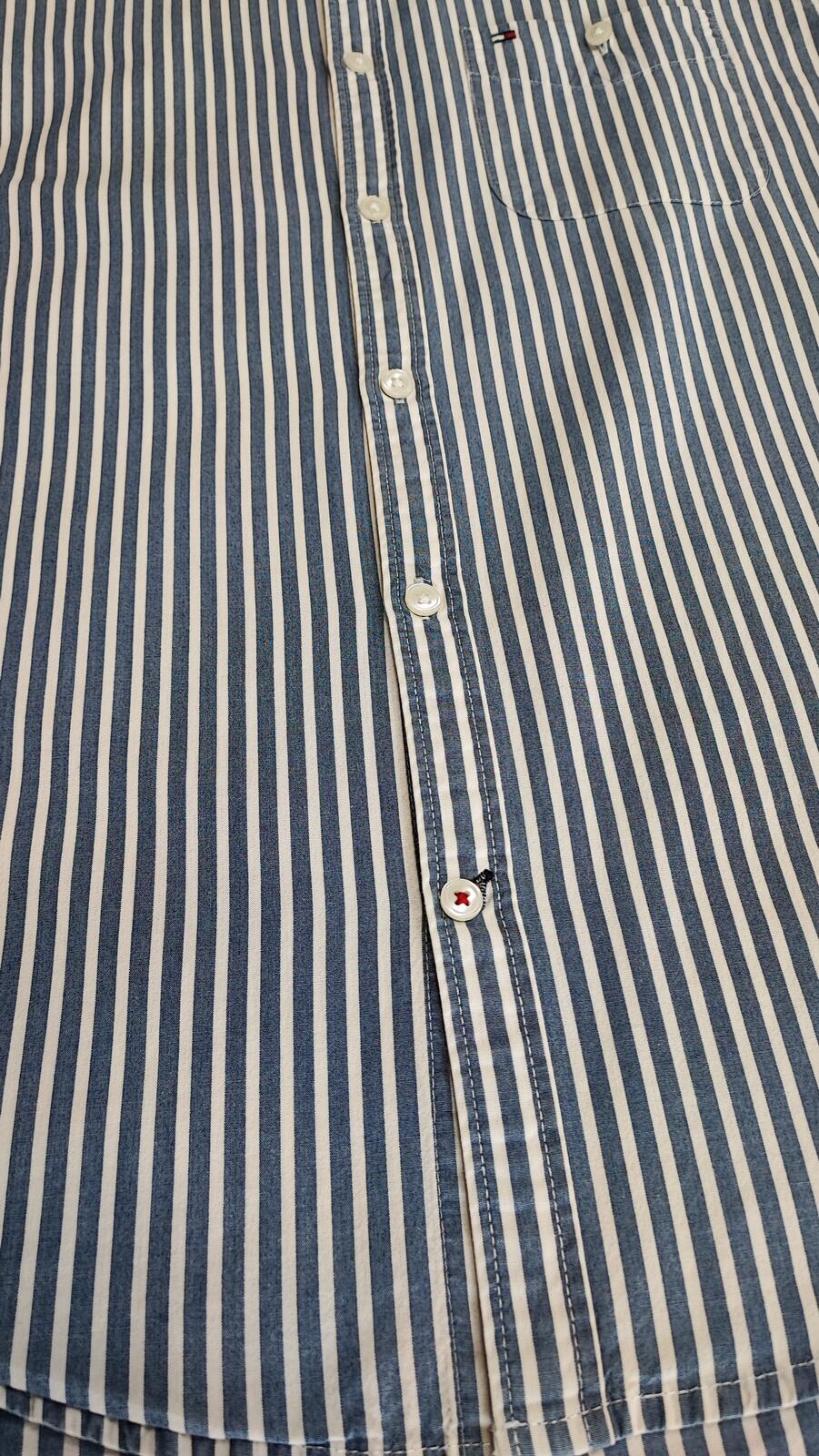 Vintage Tommy Hilfiger Striped Long Sleeve Shirt Blue White Men's Size Medium M