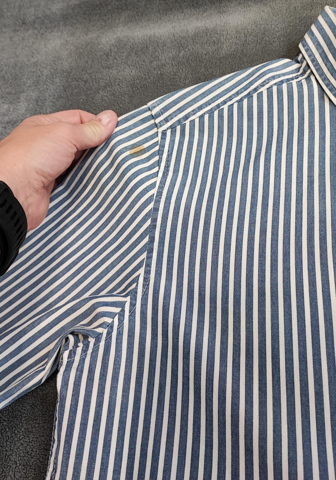 Vintage Tommy Hilfiger Striped Long Sleeve Shirt Blue White Men's Size Medium M