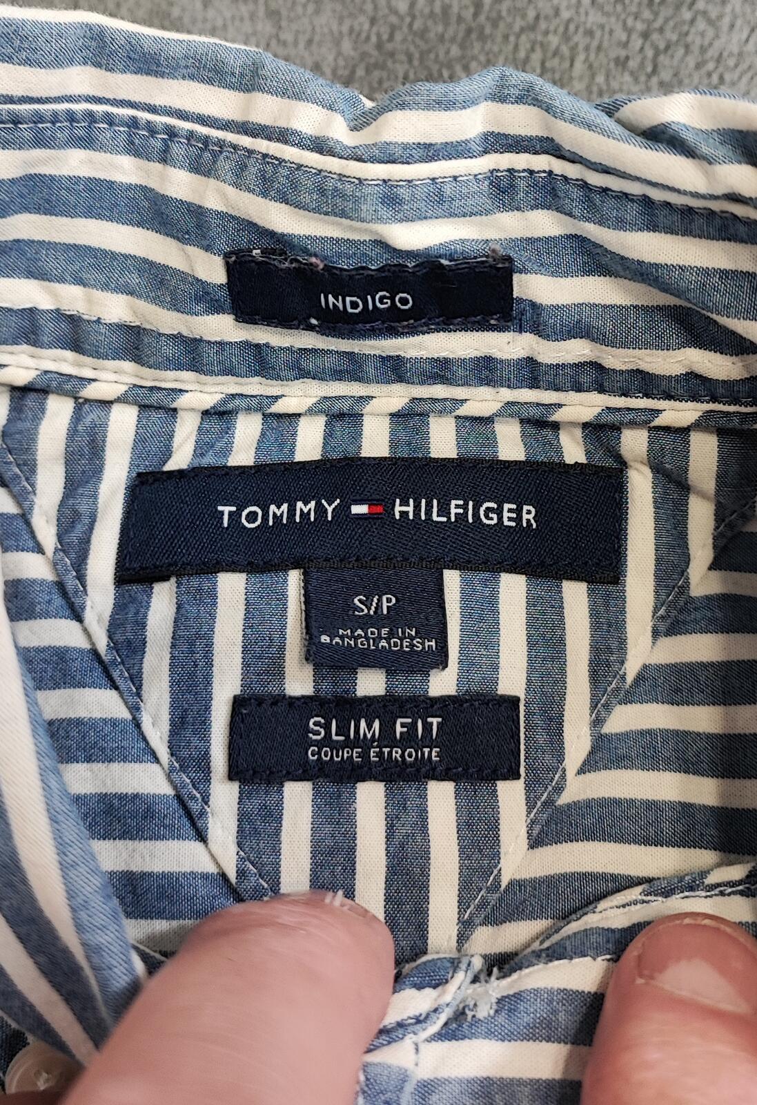 Vintage Tommy Hilfiger Striped Long Sleeve Shirt Blue White Men's Size Medium M