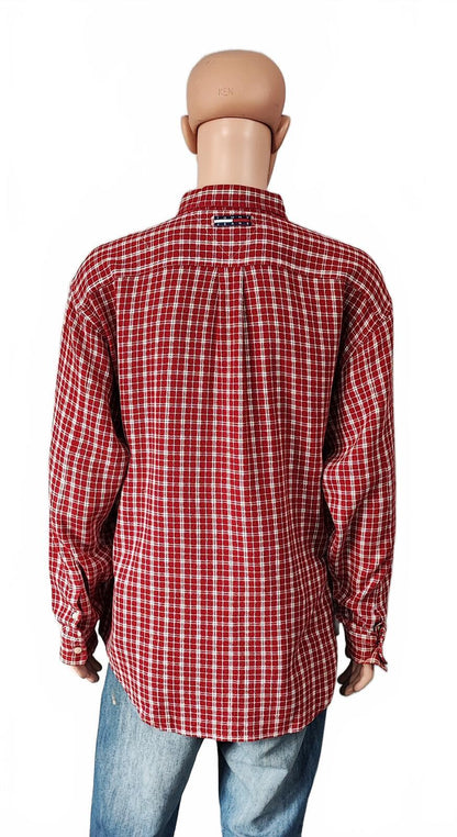 Vintage Tommy Hilfiger Plain Long Sleeve Western Cowboy Shirt Red Men Size XXL