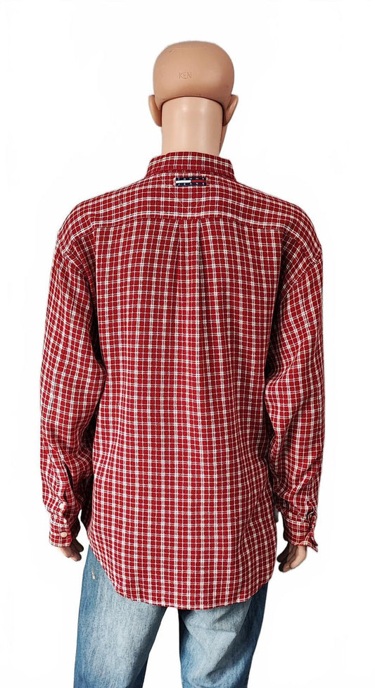 Vintage Tommy Hilfiger Plain Long Sleeve Western Cowboy Shirt Red Men Size XXL