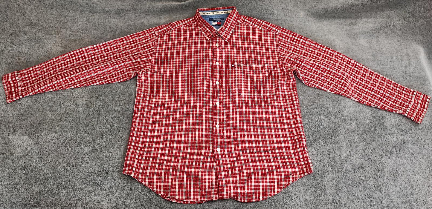 Vintage Tommy Hilfiger Plain Long Sleeve Western Cowboy Shirt Red Men Size XXL