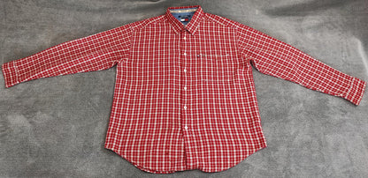 Vintage Tommy Hilfiger Plain Long Sleeve Western Cowboy Shirt Red Men Size XXL