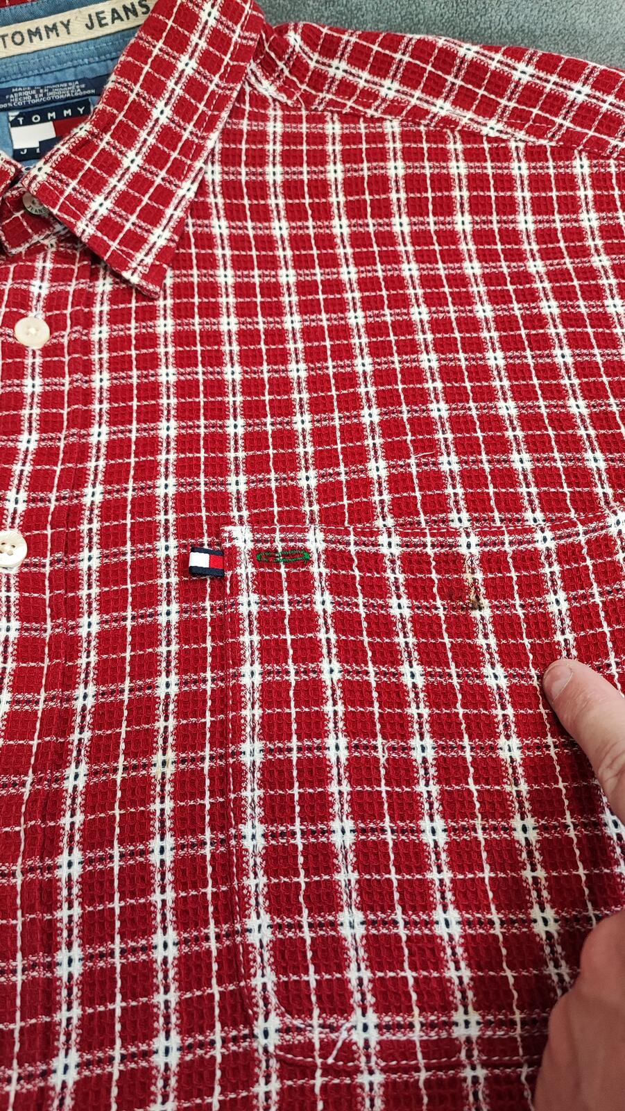 Vintage Tommy Hilfiger Plain Long Sleeve Western Cowboy Shirt Red Men Size XXL
