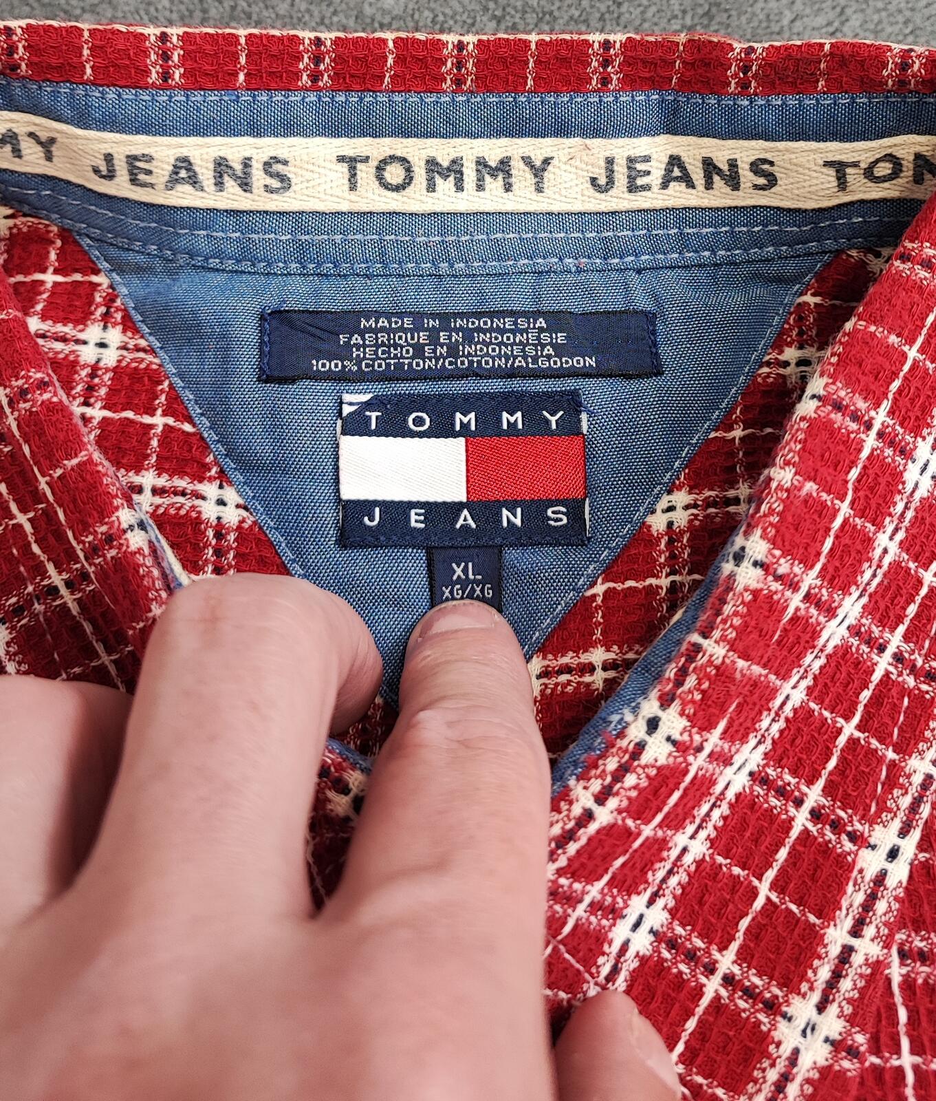 Vintage Tommy Hilfiger Plain Long Sleeve Western Cowboy Shirt Red Men Size XXL