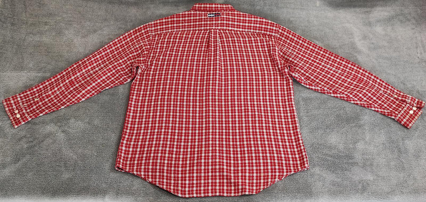 Vintage Tommy Hilfiger Plain Long Sleeve Western Cowboy Shirt Red Men Size XXL