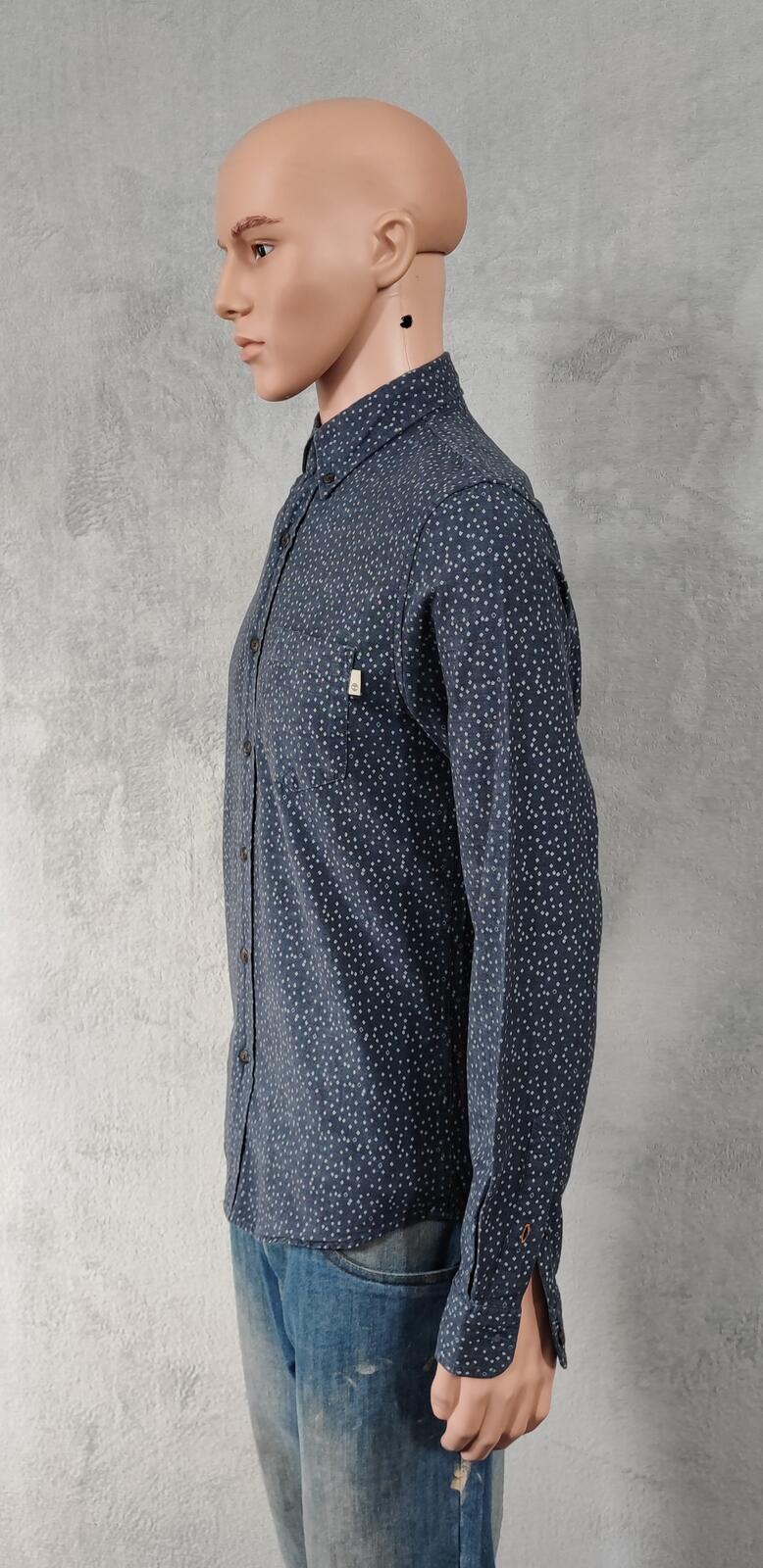 Vintage Timberland Geometric Pattern Long Sleeve Shirt Blue Men's Size Small S