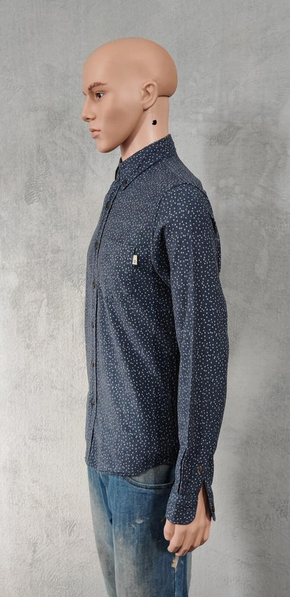 Vintage Timberland Geometric Pattern Long Sleeve Shirt Blue Men's Size Small S