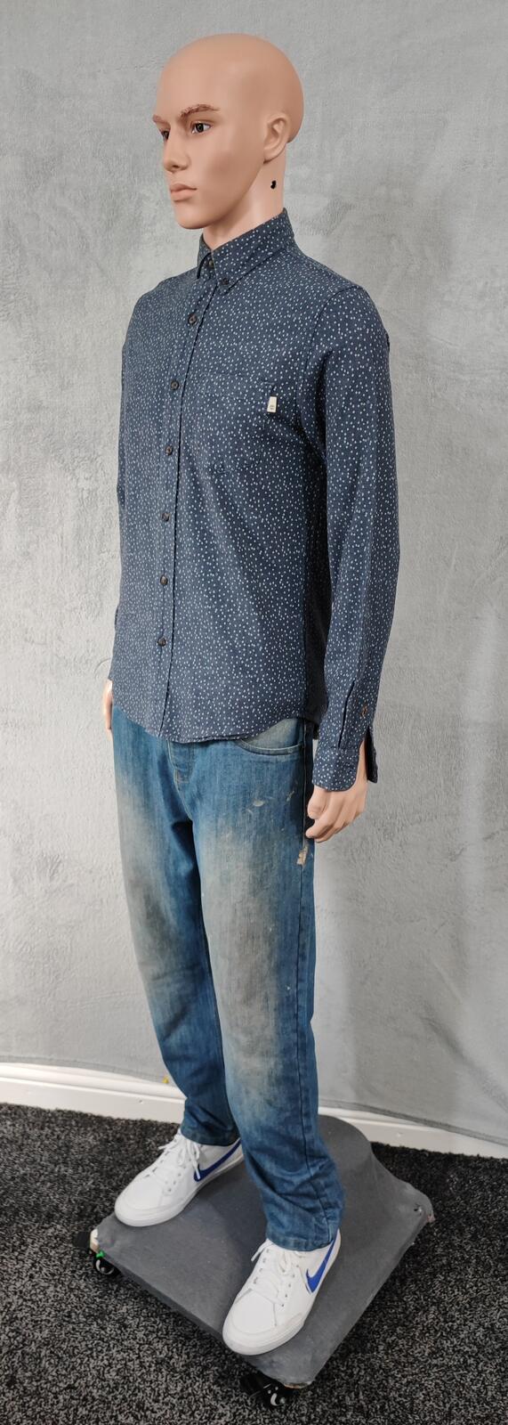 Vintage Timberland Geometric Pattern Long Sleeve Shirt Blue Men's Size Small S