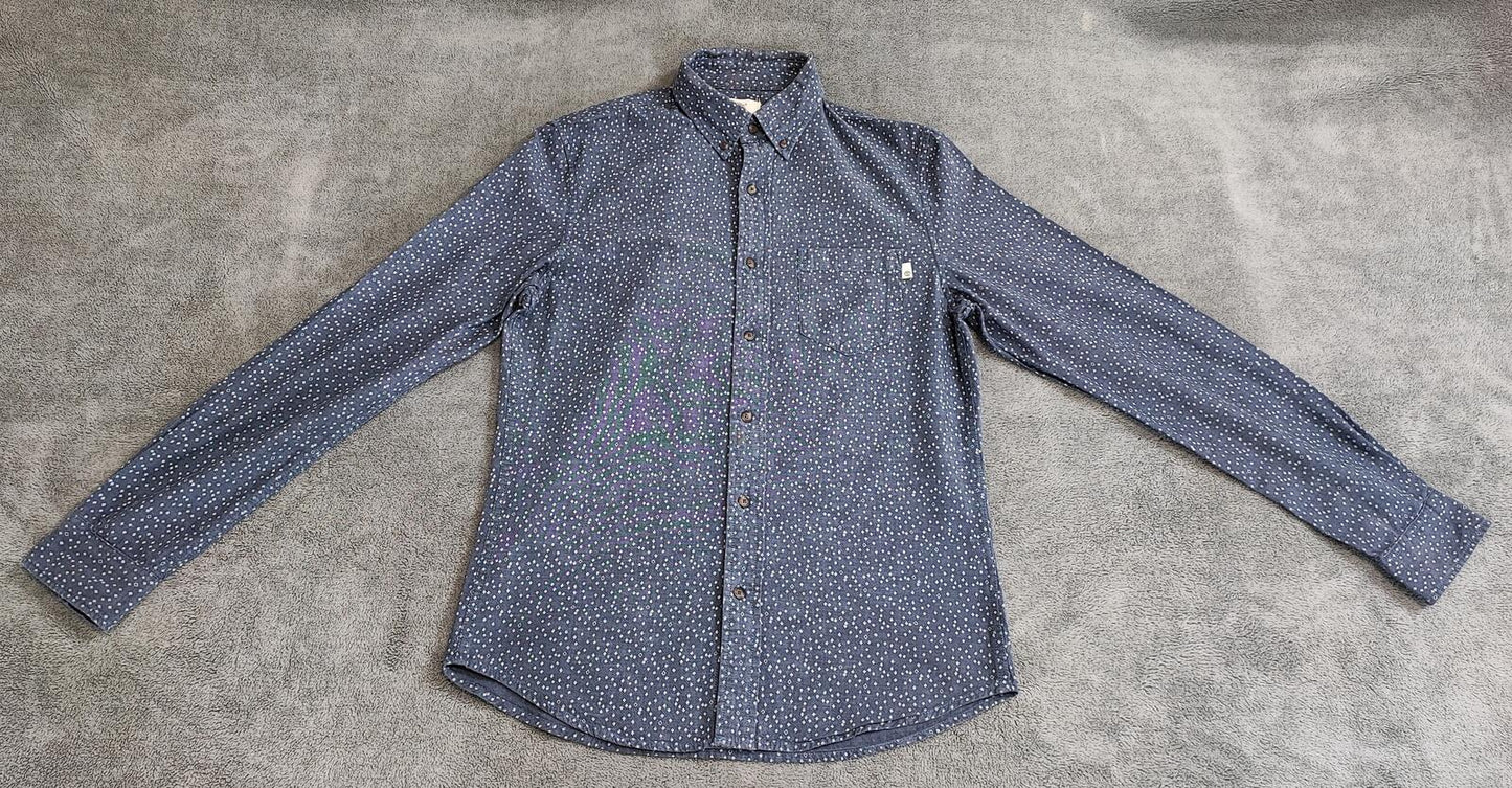 Vintage Timberland Geometric Pattern Long Sleeve Shirt Blue Men's Size Small S