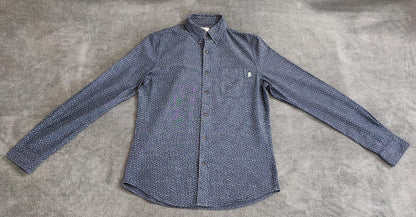 Vintage Timberland Geometric Pattern Long Sleeve Shirt Blue Men's Size Small S