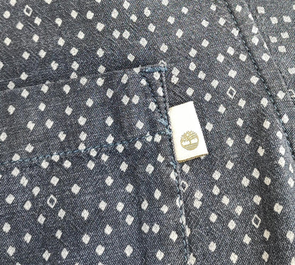 Vintage Timberland Geometric Pattern Long Sleeve Shirt Blue Men's Size Small S