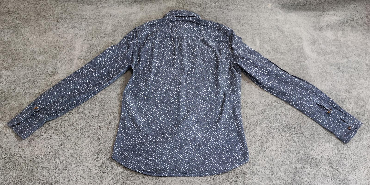 Vintage Timberland Geometric Pattern Long Sleeve Shirt Blue Men's Size Small S