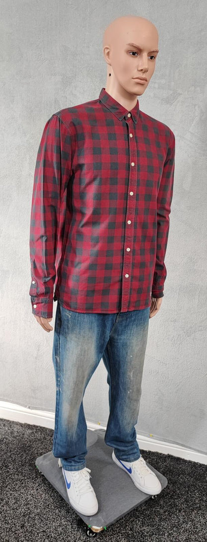 Vintage Diesel Checked Shirt Large Red Black Cotton Long Sleeve 90s Y2K Grunge