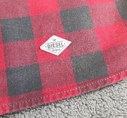 Vintage Diesel Checked Shirt Large Red Black Cotton Long Sleeve 90s Y2K Grunge