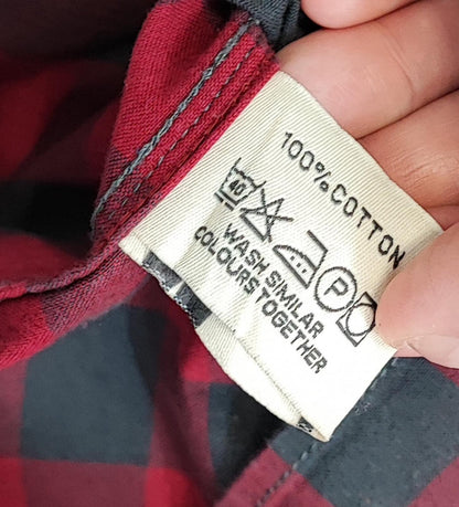 Vintage Diesel Checked Shirt Large Red Black Cotton Long Sleeve 90s Y2K Grunge