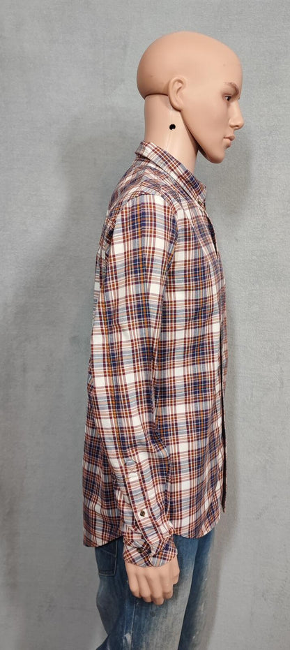 Vintage Timberland Earthkeepers Checked Long Sleeve Shirt Brown Men's Size Large