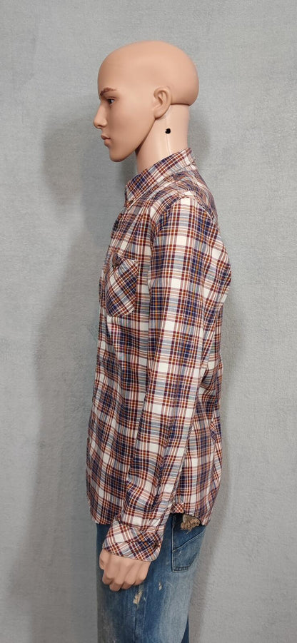 Vintage Timberland Earthkeepers Checked Long Sleeve Shirt Brown Men's Size Large