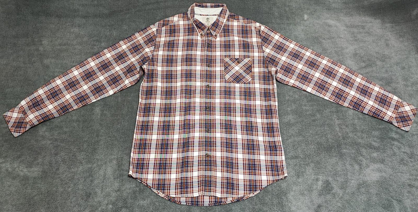 Vintage Timberland Earthkeepers Checked Long Sleeve Shirt Brown Men's Size Large