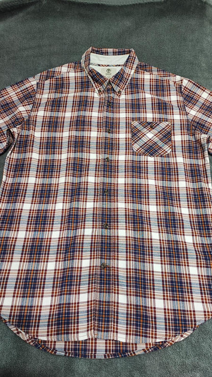 Vintage Timberland Earthkeepers Checked Long Sleeve Shirt Brown Men's Size Large