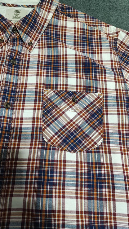 Vintage Timberland Earthkeepers Checked Long Sleeve Shirt Brown Men's Size Large