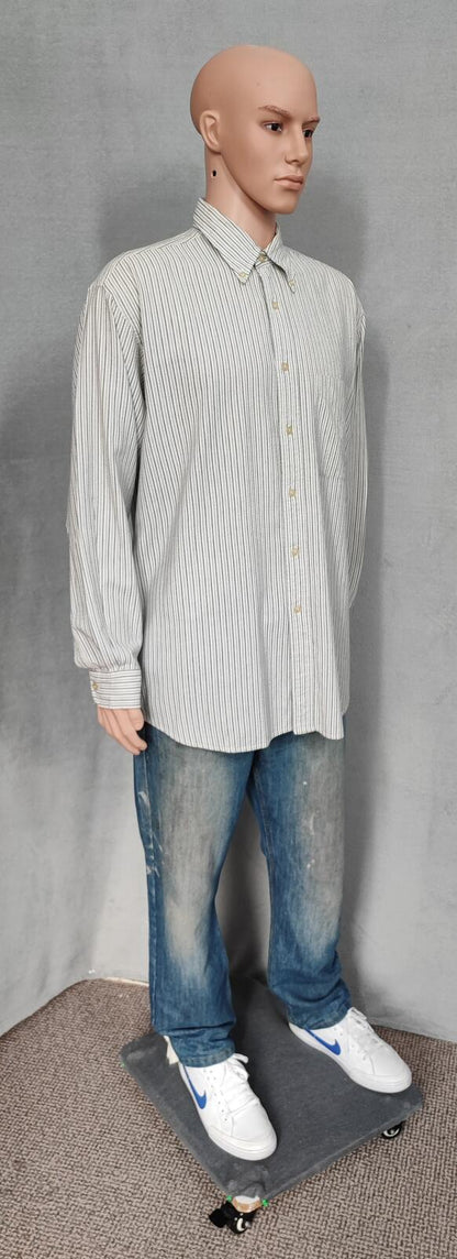 Vintage Nautica Striped Long Sleeve Shirt Black White Men's Size XL Oversized