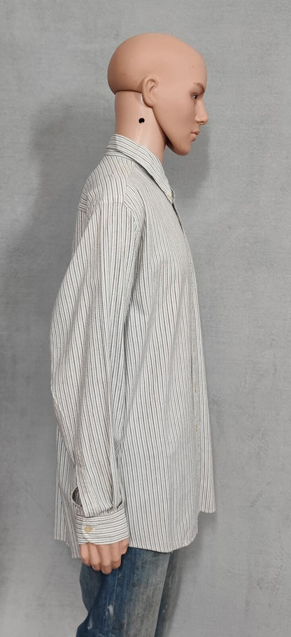 Vintage Nautica Striped Long Sleeve Shirt Black White Men's Size XL Oversized