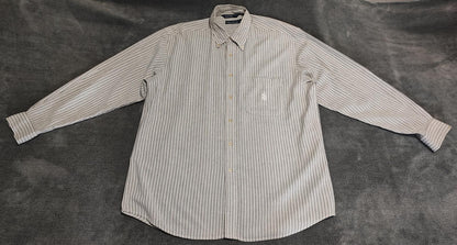 Vintage Nautica Striped Long Sleeve Shirt Black White Men's Size XL Oversized