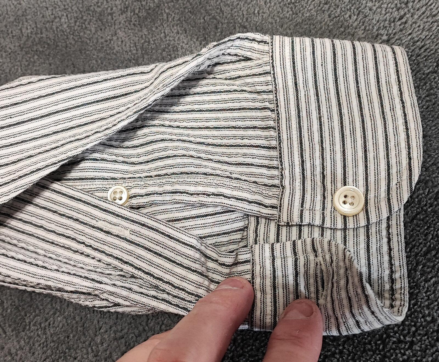 Vintage Nautica Striped Long Sleeve Shirt Black White Men's Size XL Oversized