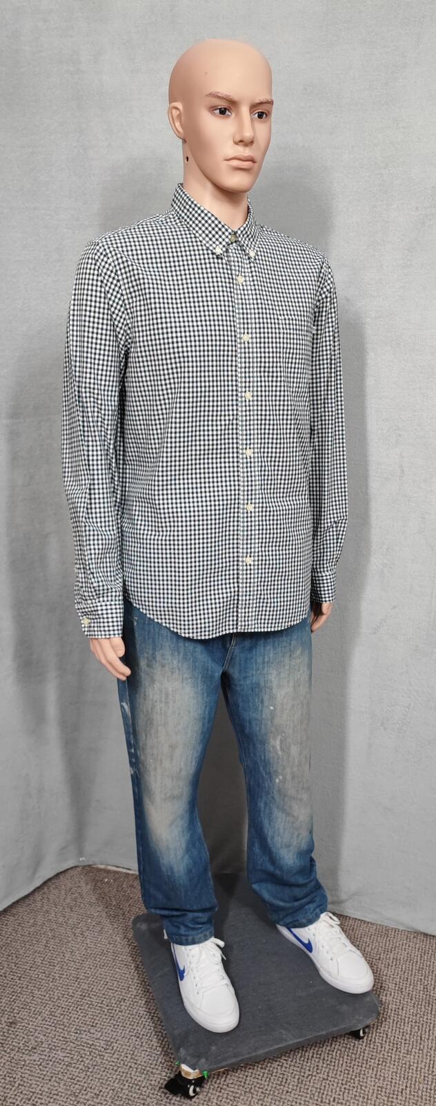 Timberland Gingham Checked Long Sleeve Preppy Casual Shirt Navy Men Size Large