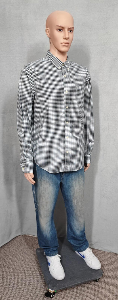 Timberland Gingham Checked Long Sleeve Preppy Casual Shirt Navy Men Size Large