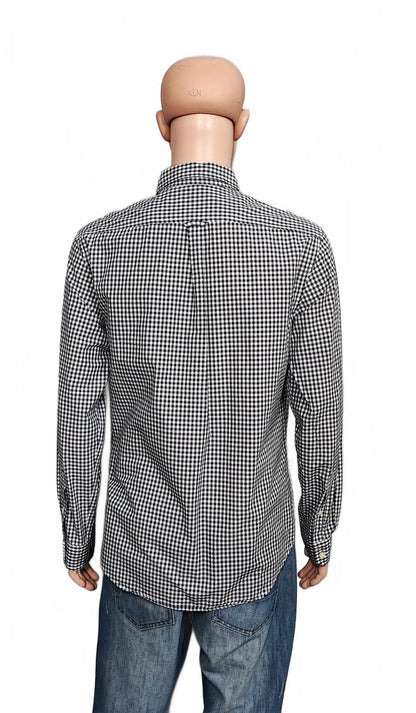Timberland Gingham Checked Long Sleeve Preppy Casual Shirt Navy Men Size Large