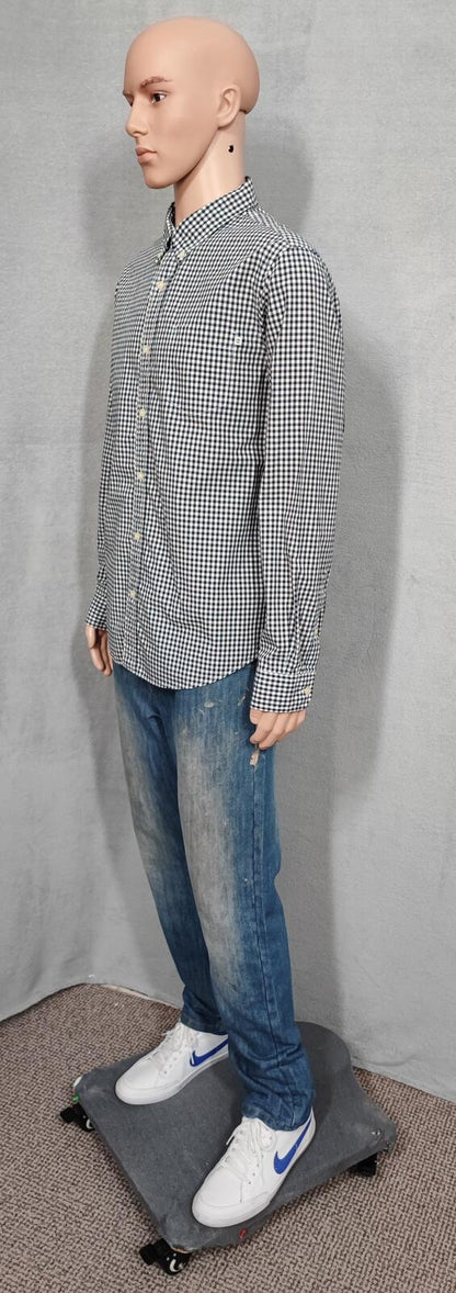 Timberland Gingham Checked Long Sleeve Preppy Casual Shirt Navy Men Size Large