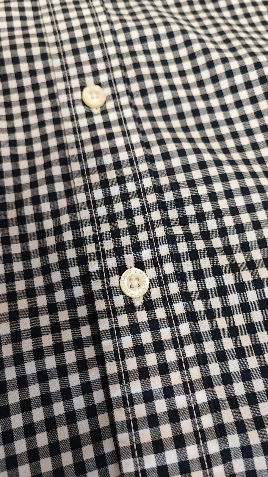 Timberland Gingham Checked Long Sleeve Preppy Casual Shirt Navy Men Size Large
