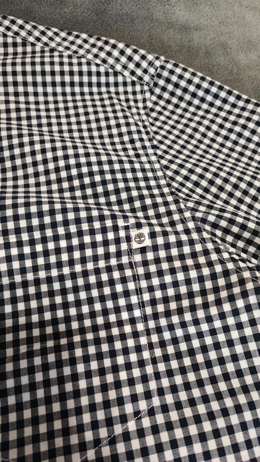 Timberland Gingham Checked Long Sleeve Preppy Casual Shirt Navy Men Size Large
