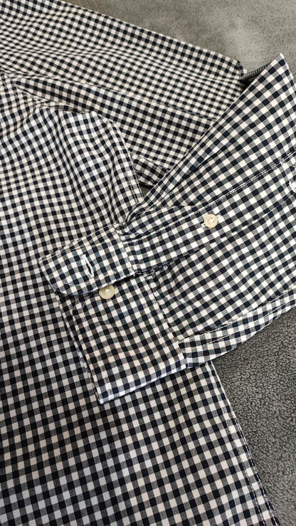 Timberland Gingham Checked Long Sleeve Preppy Casual Shirt Navy Men Size Large